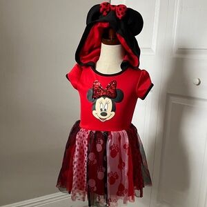 DISNEY Minnie Mouse Girls Cosplay Hooded Tulle Dress | XS 4-5